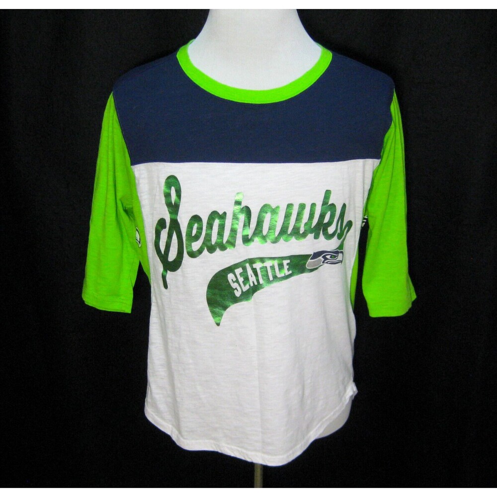 SEATTLE SEAHAWKS Men's (Size Large) Green White Short Sleeve Graphic T-Shirt Top
